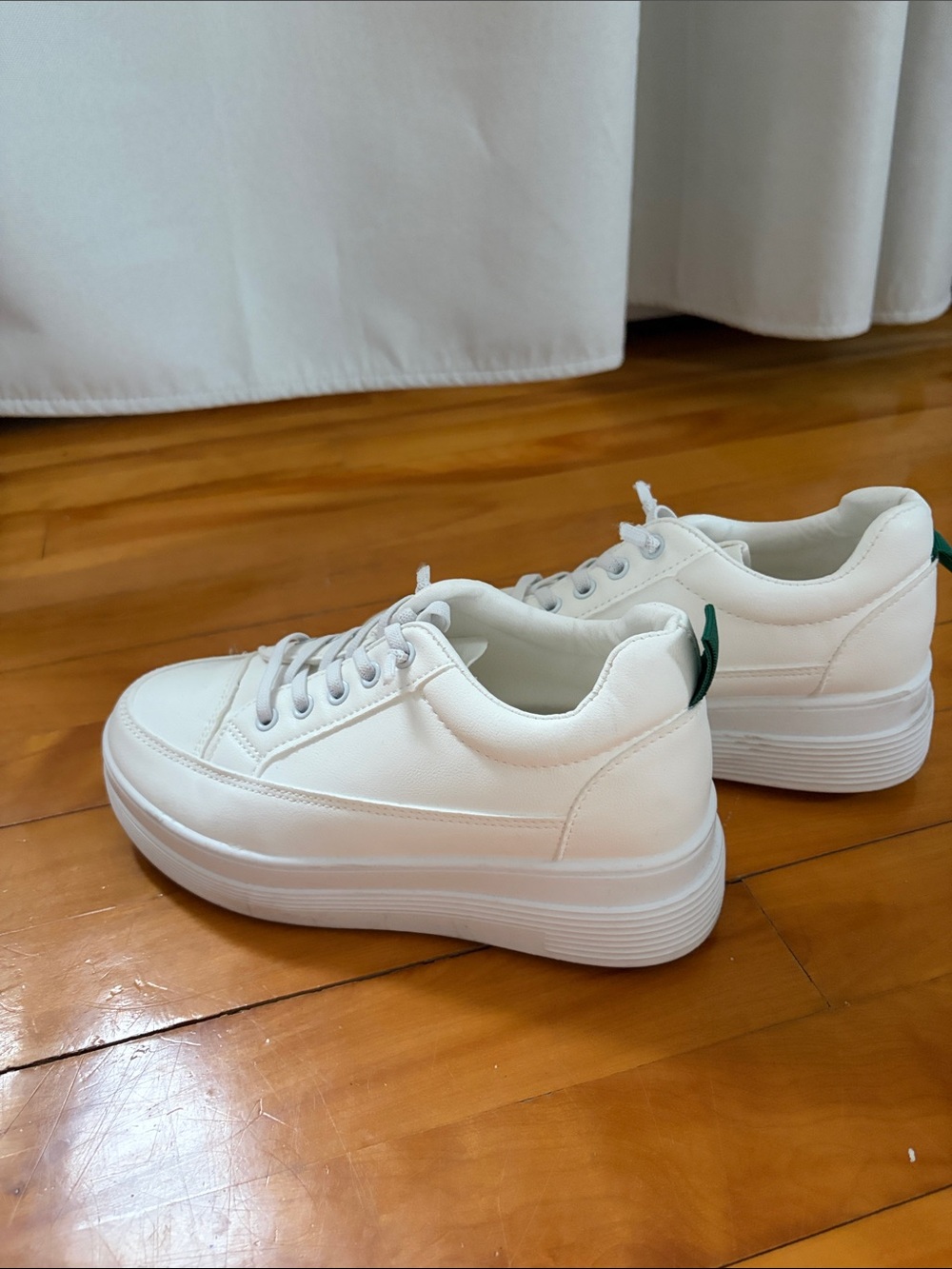Classic White Platform Sneakers for Women - Minimalist Casual Shoes